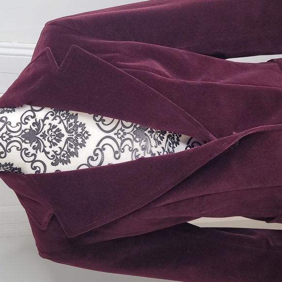 Highland Queen vintage velvet single breasted blazer burgundy fully lined. - Picture 2 of 12